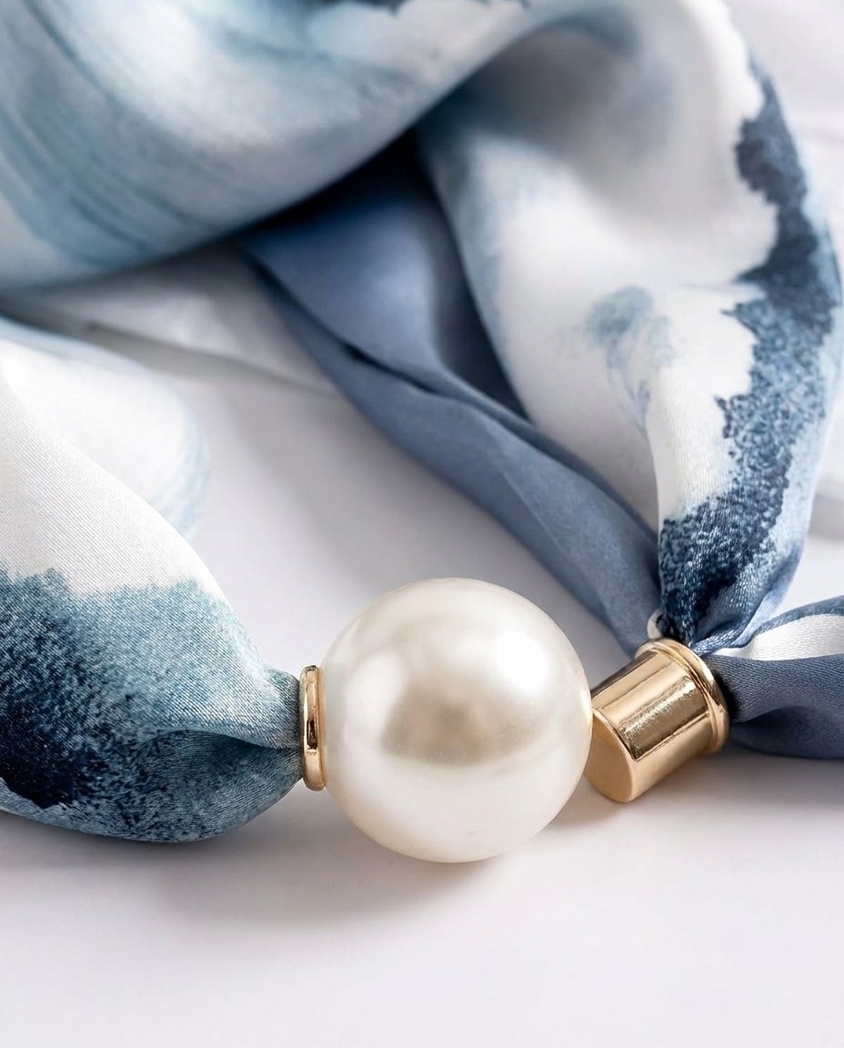 Neck Scarf with Magnetic Pearl - Sky view 4
