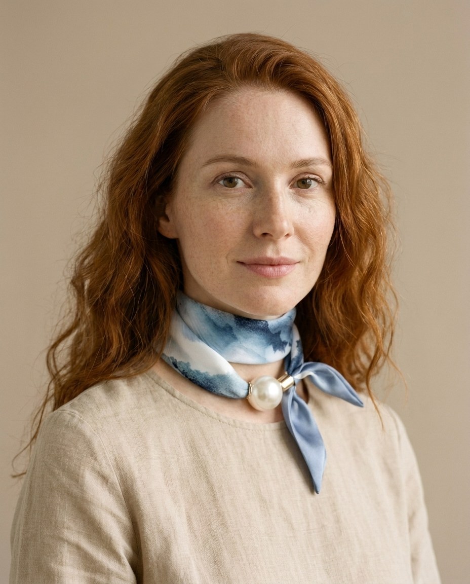 Neck Scarf with Magnetic Pearl - Sky view 2