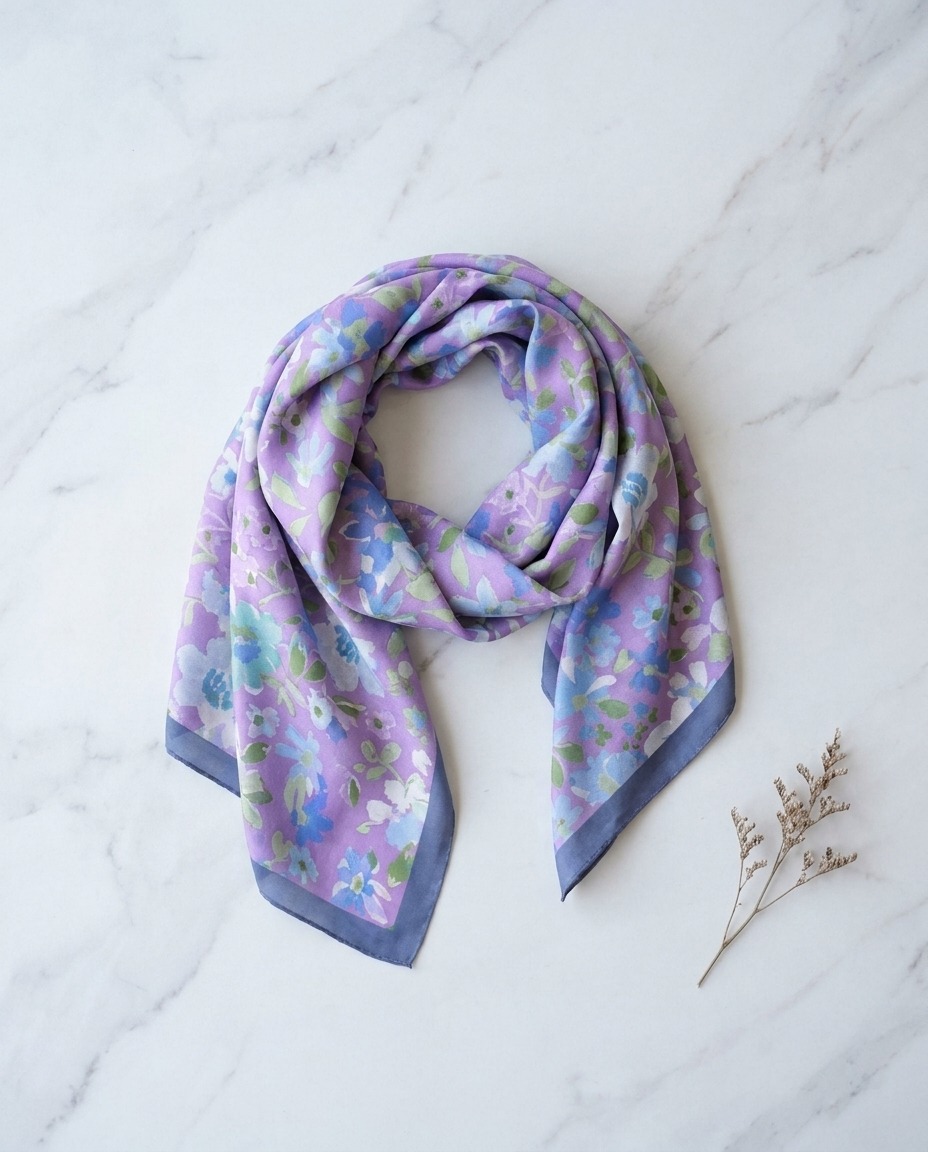 Primrose Patterned Hijab-Hyacinth view 2