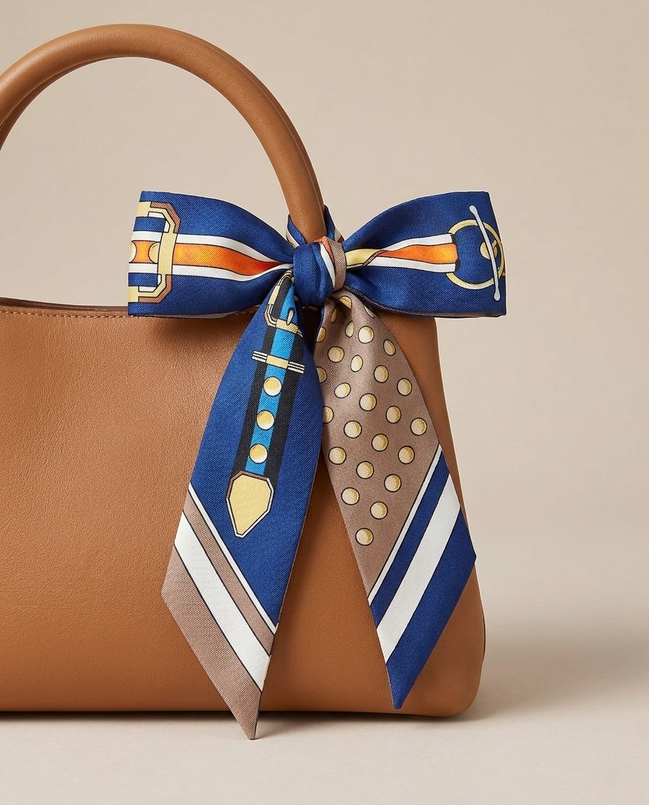 Satin Handbag Foulard - Dark Blue view 2
