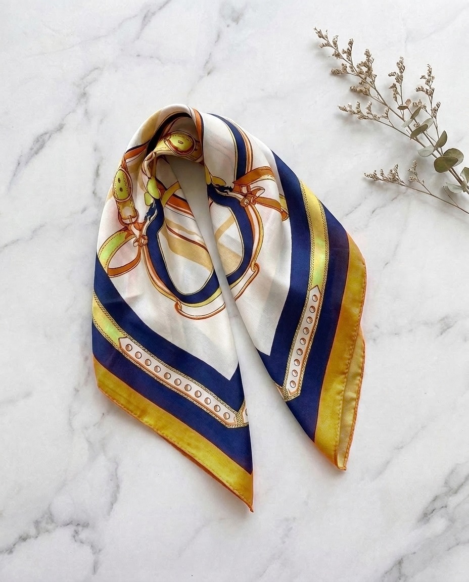 Satin Luxury Scarf-Equestrian design-Orange scarf