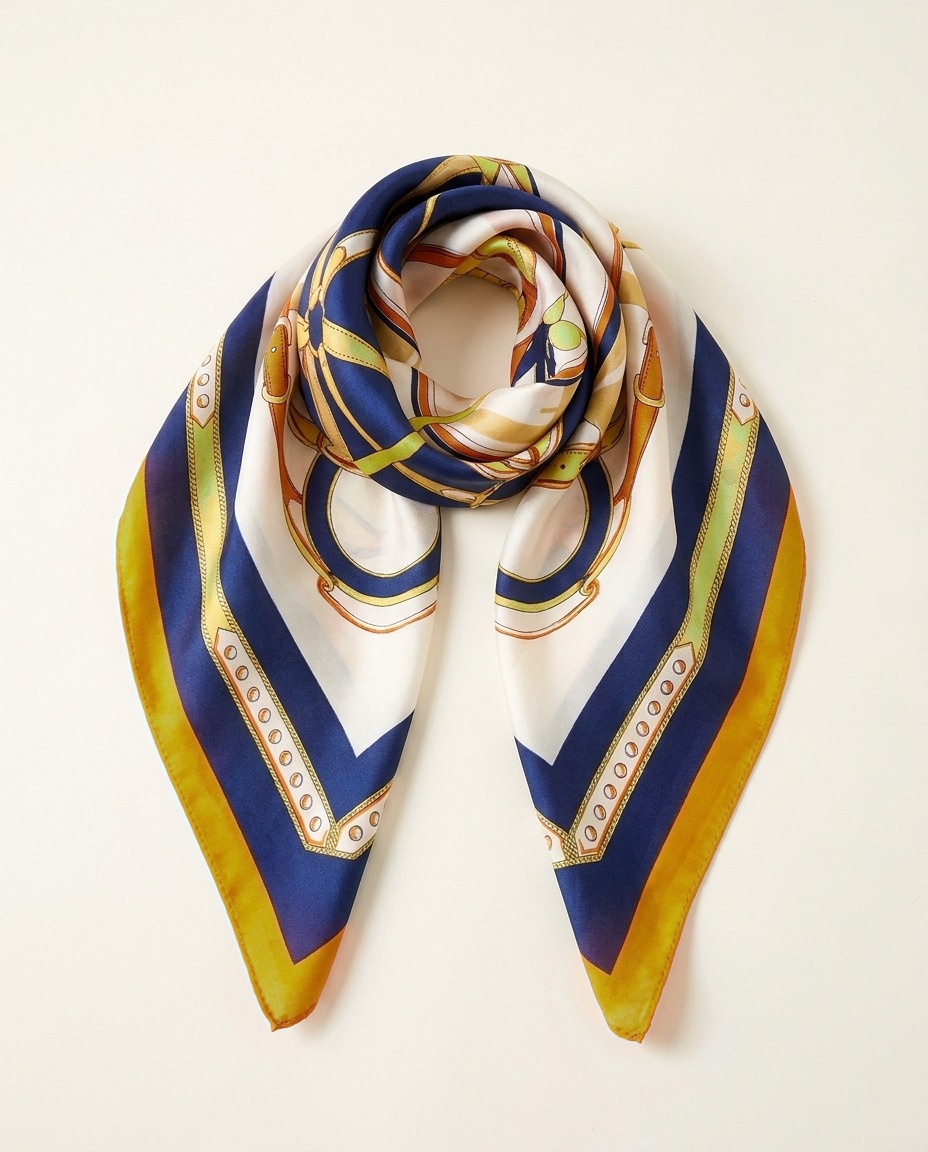 Satin Luxury Scarf-Equestrian design-Orange scarf