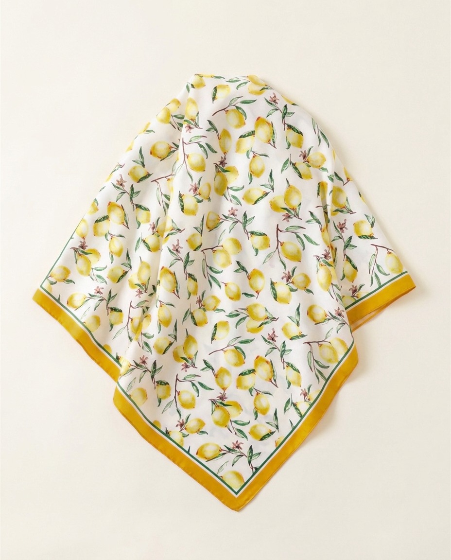 Satin Luxury Scarf-Lemon design scarf
