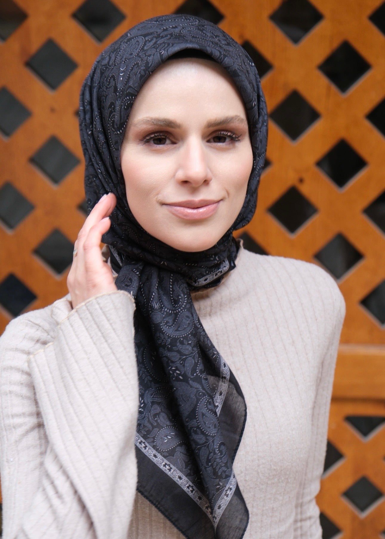Scheherazade Square Scarf - Black view 2