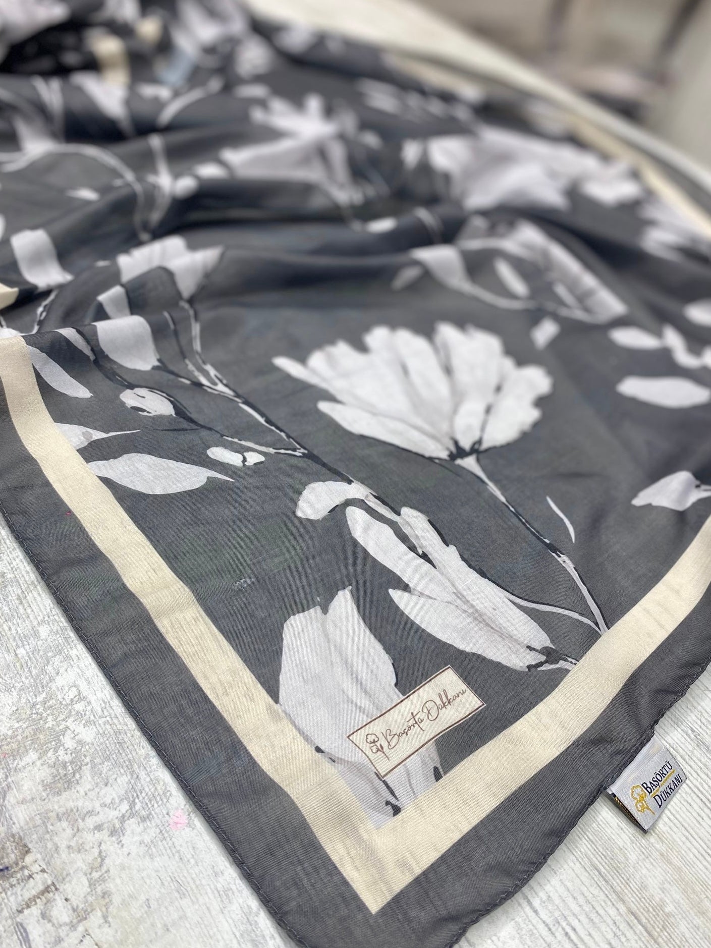 Silk Garden Hijab-Anthracite view 2