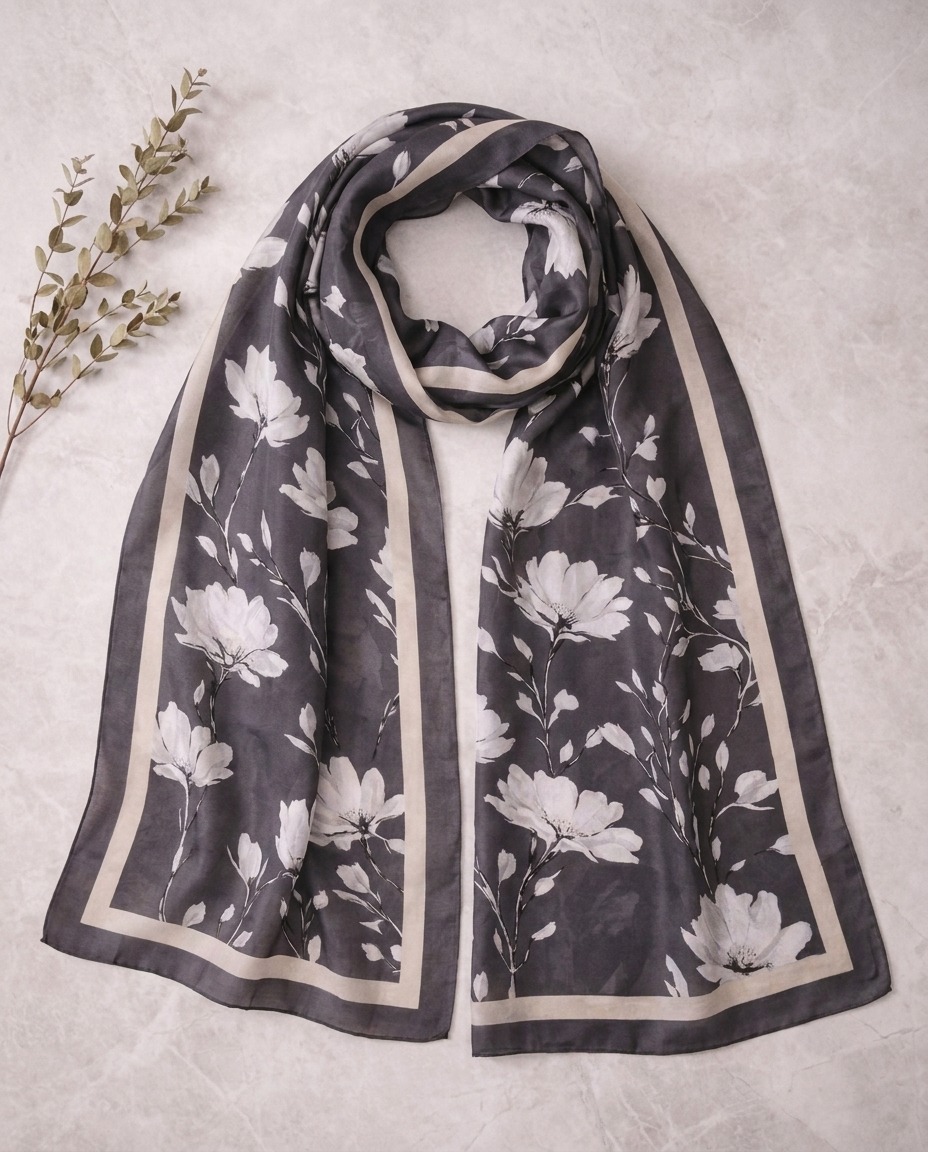 Silk Garden Hijab-Anthracite view 2