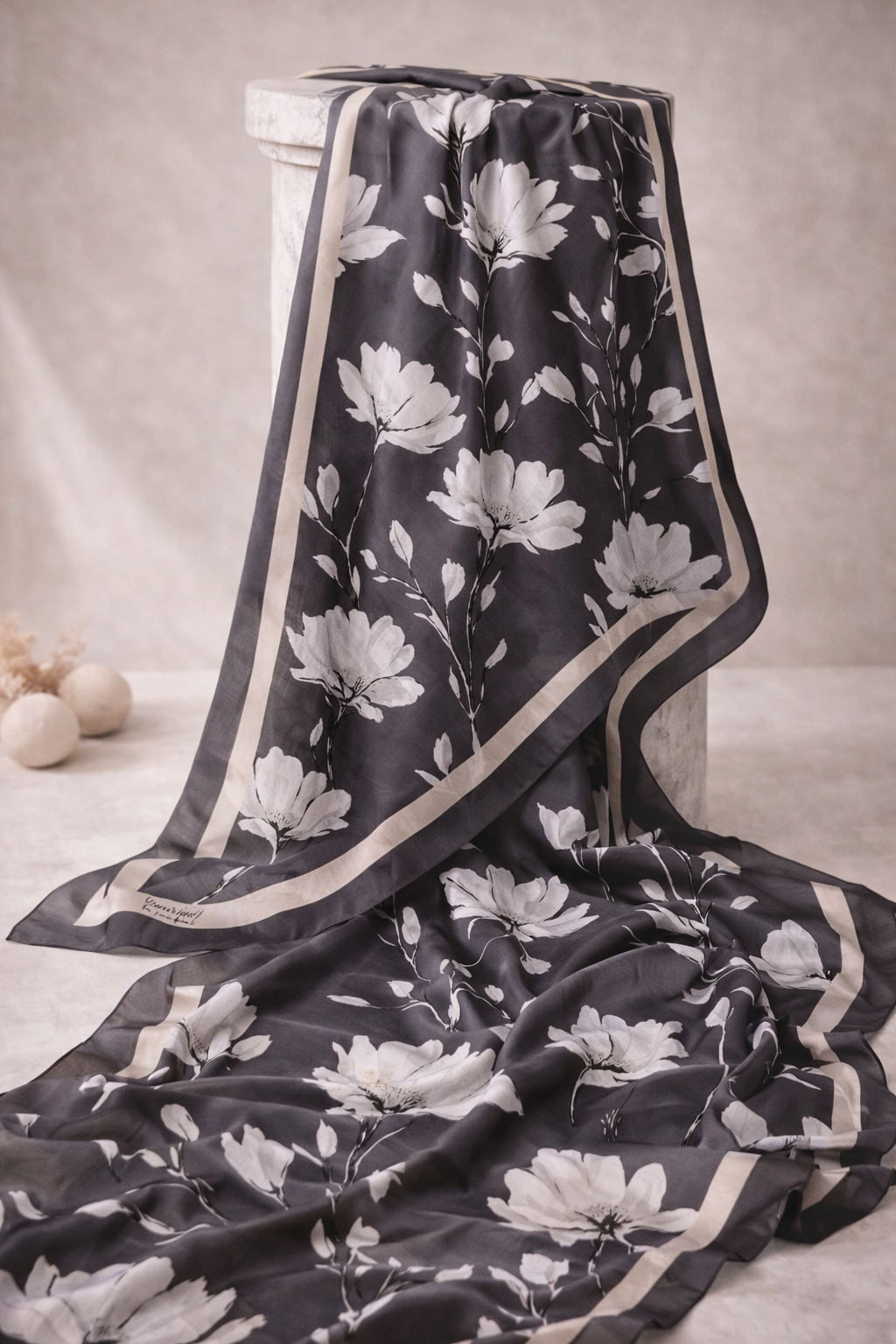 Silk Garden Hijab-Anthracite view 1
