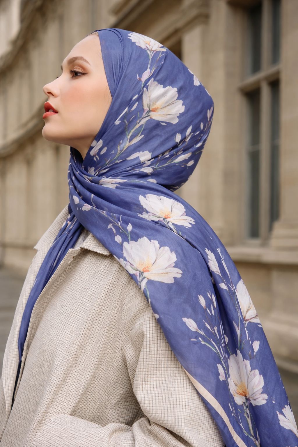 Silk Garden Hijab-Denim Blue view 2