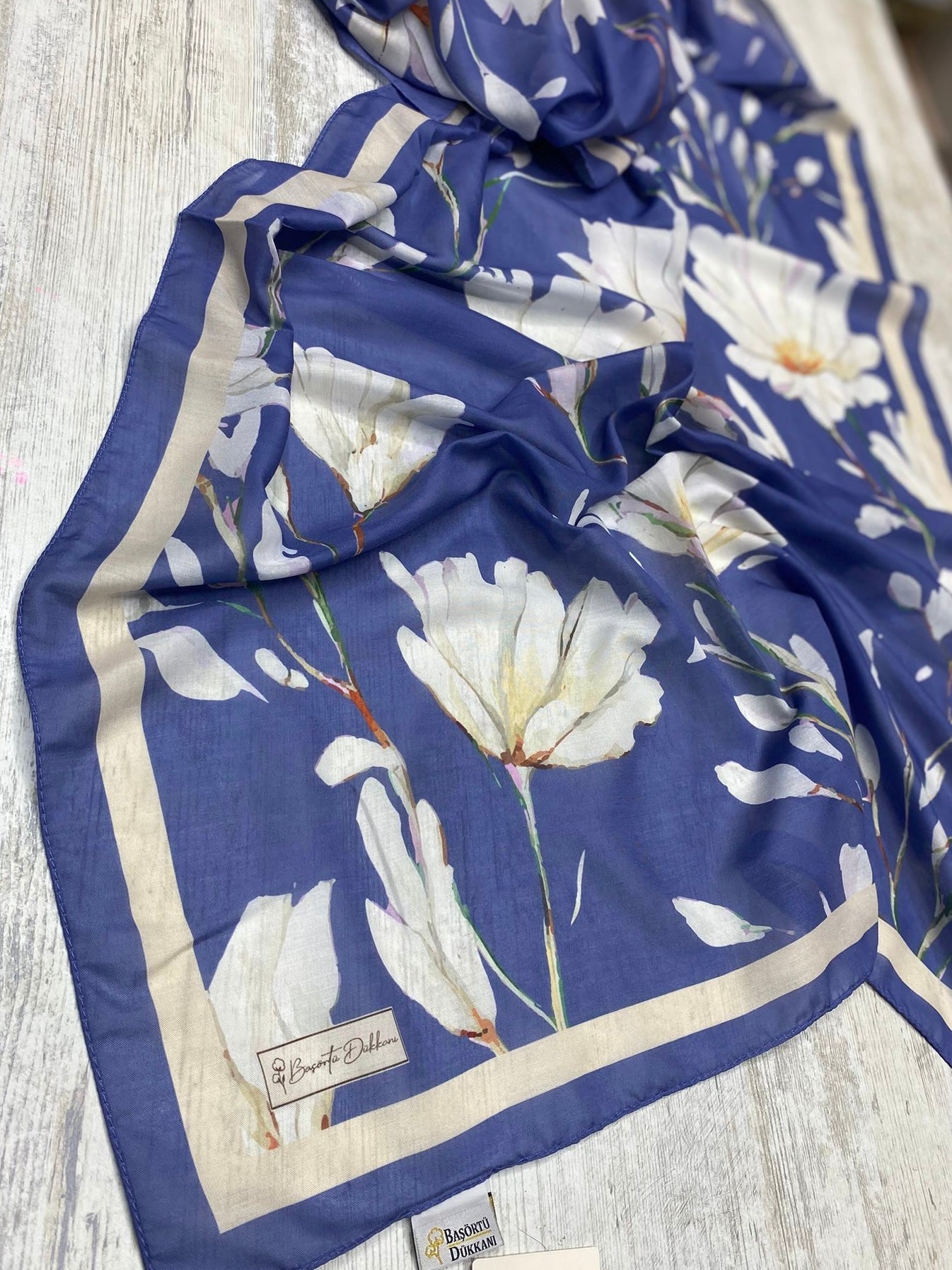 Silk Garden Hijab-Denim Blue view 4