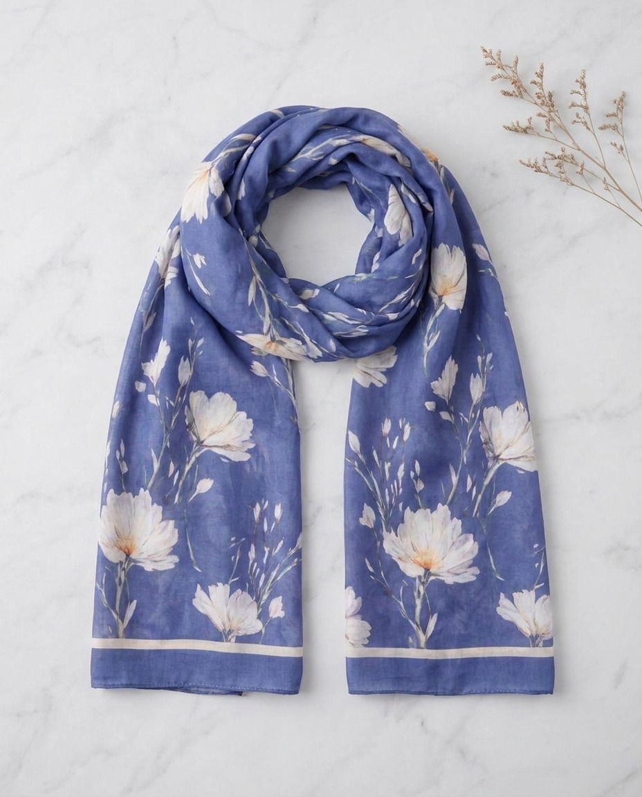 Silk Garden Hijab-Denim Blue view 2