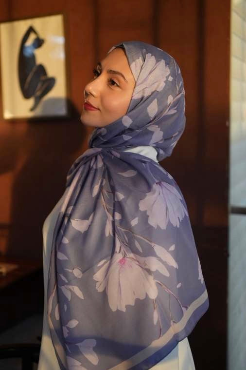 Silk Garden Hijab-Lavender view 1