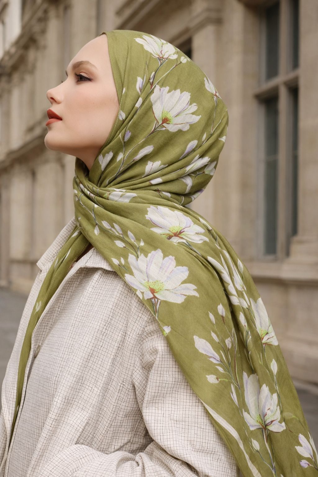 Silk Garden Hijab-Olive Green view 1