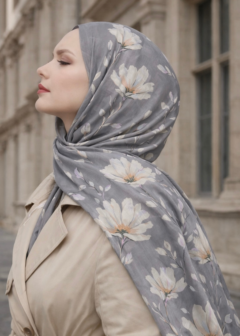 Silk Garden Hijab-Silk Grey view 2