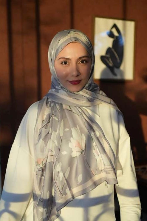 Silk Garden Hijab-Silk Grey view 1