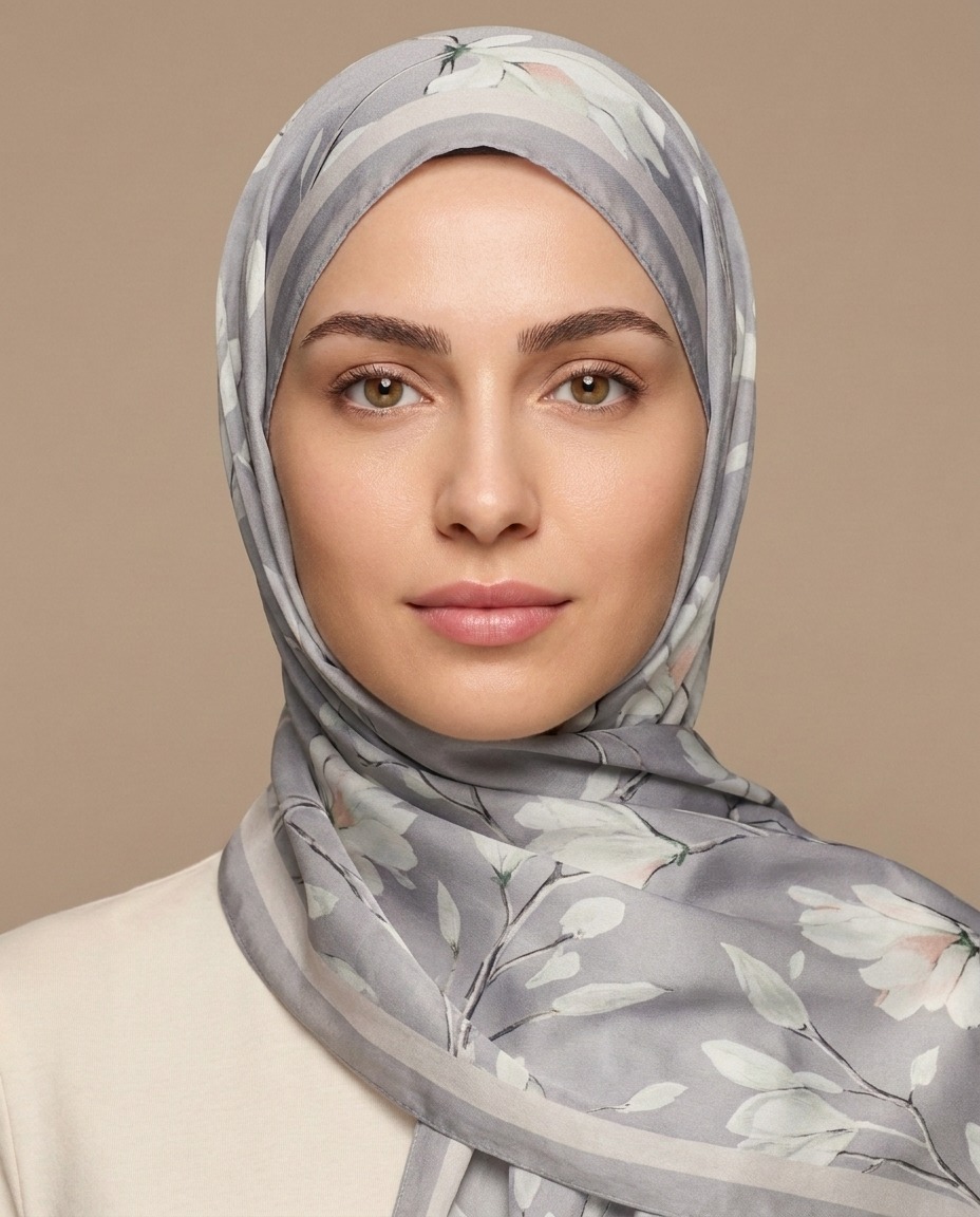Silk Garden Hijab-Silk Grey view 4