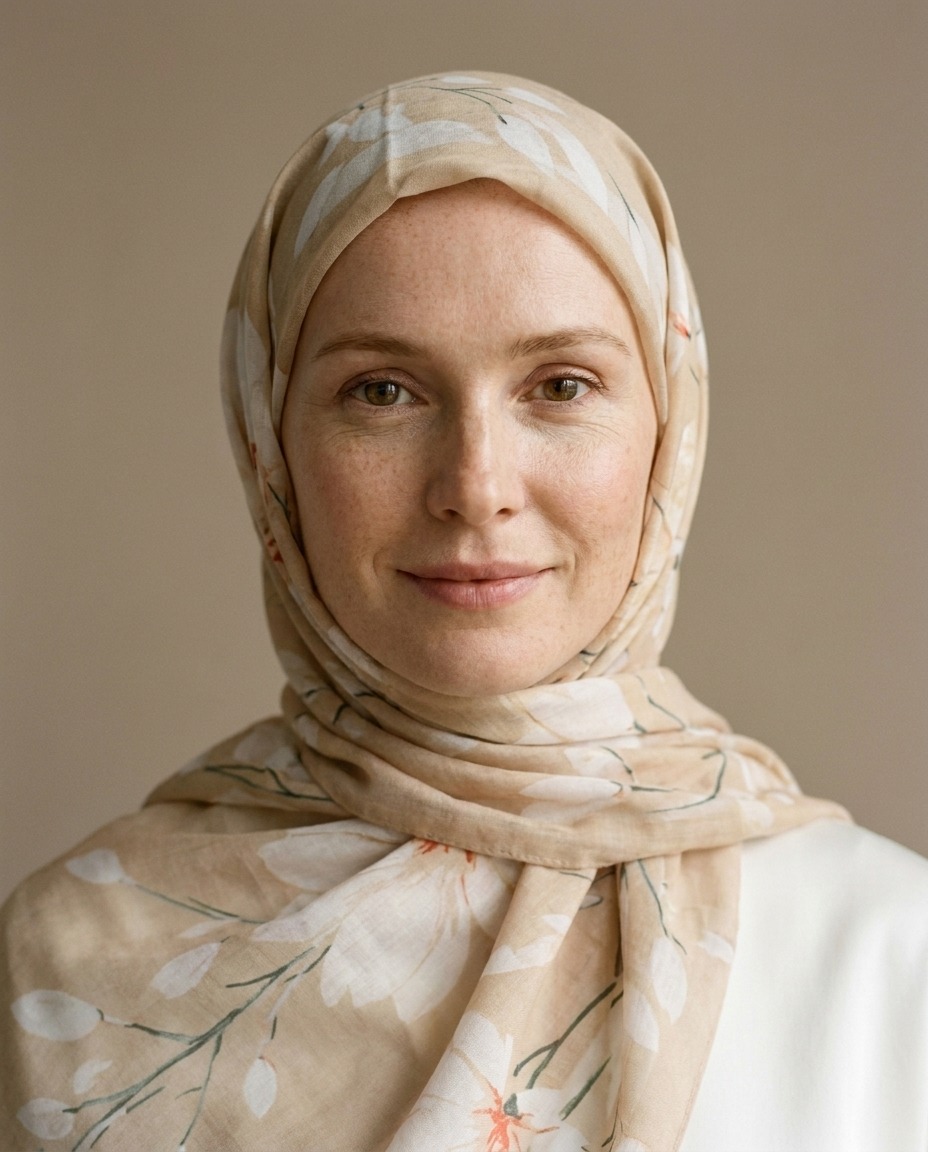 Silk Garden Hijab-Vanilla view 4