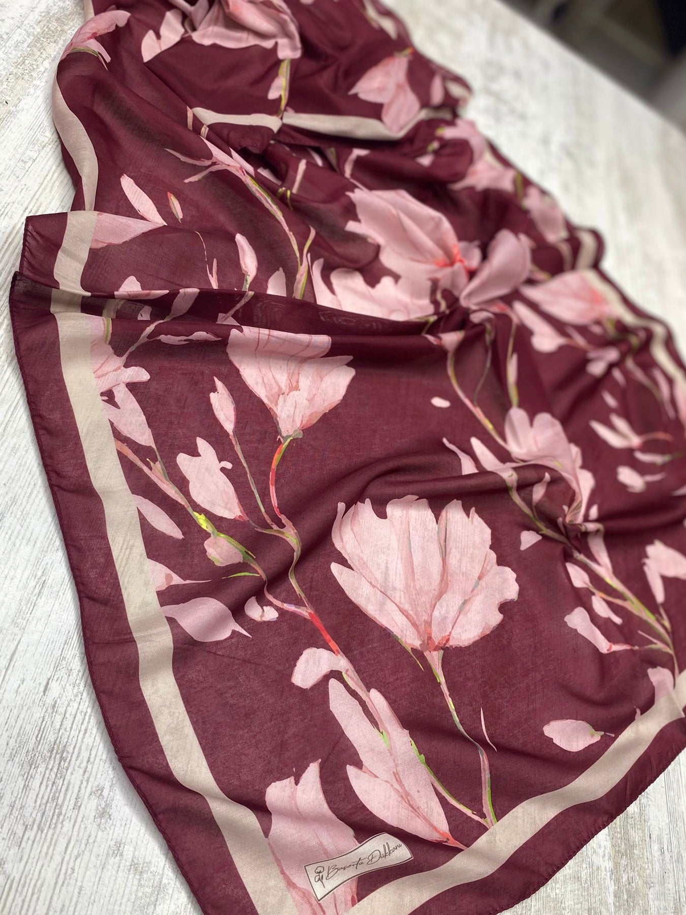 Silk Garden Hijab-Wine view 2