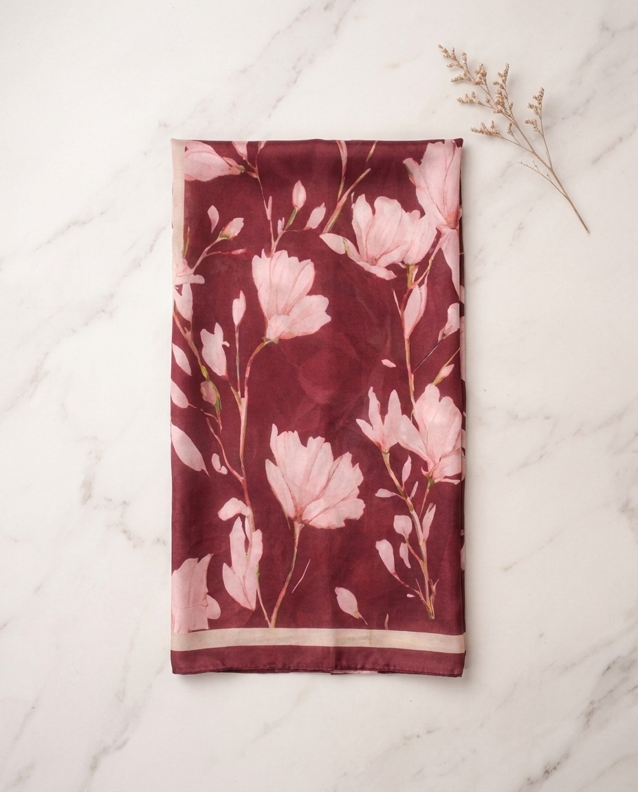 Silk Garden Hijab-Wine view 2
