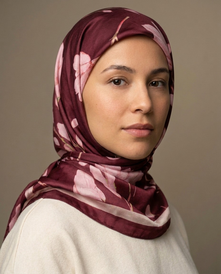 Silk Garden Hijab-Wine view 4