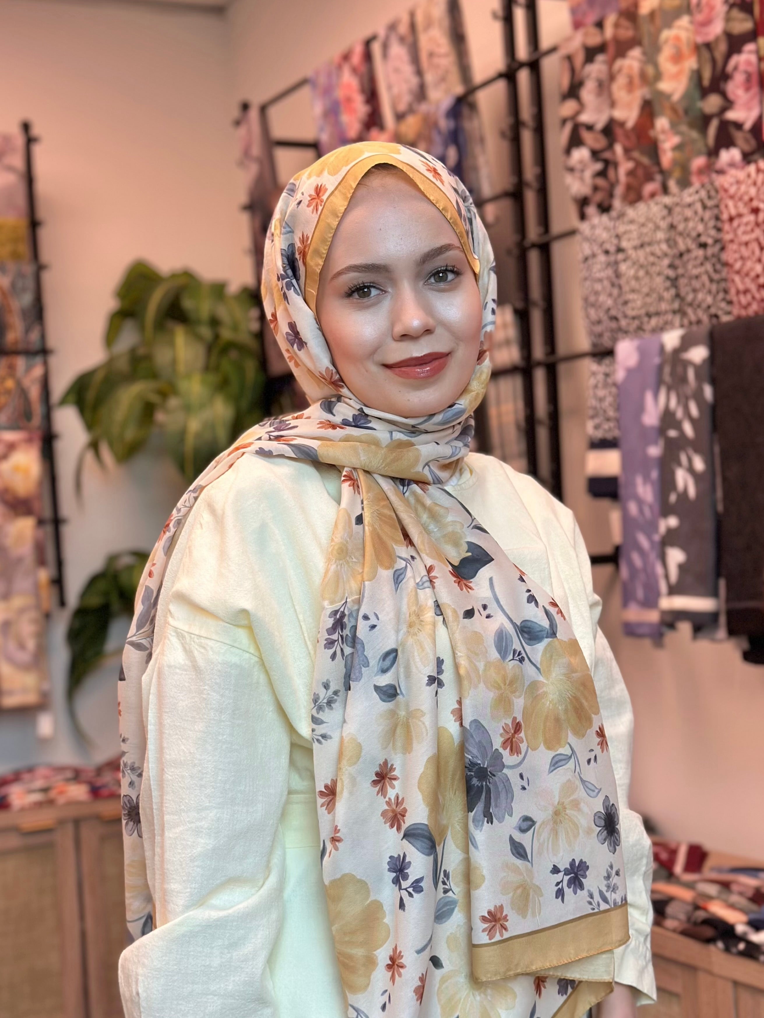 Spring Rose Hijab-Yellow scarf