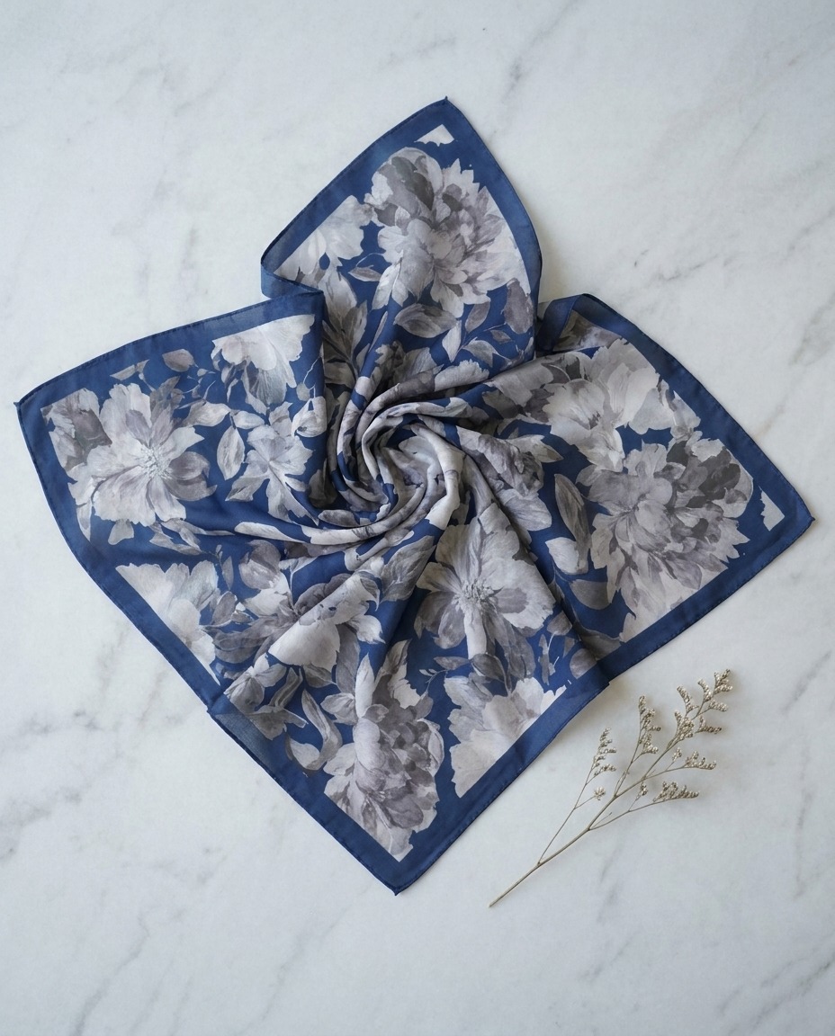 Velvet Bloom Hijab-Blue view 2