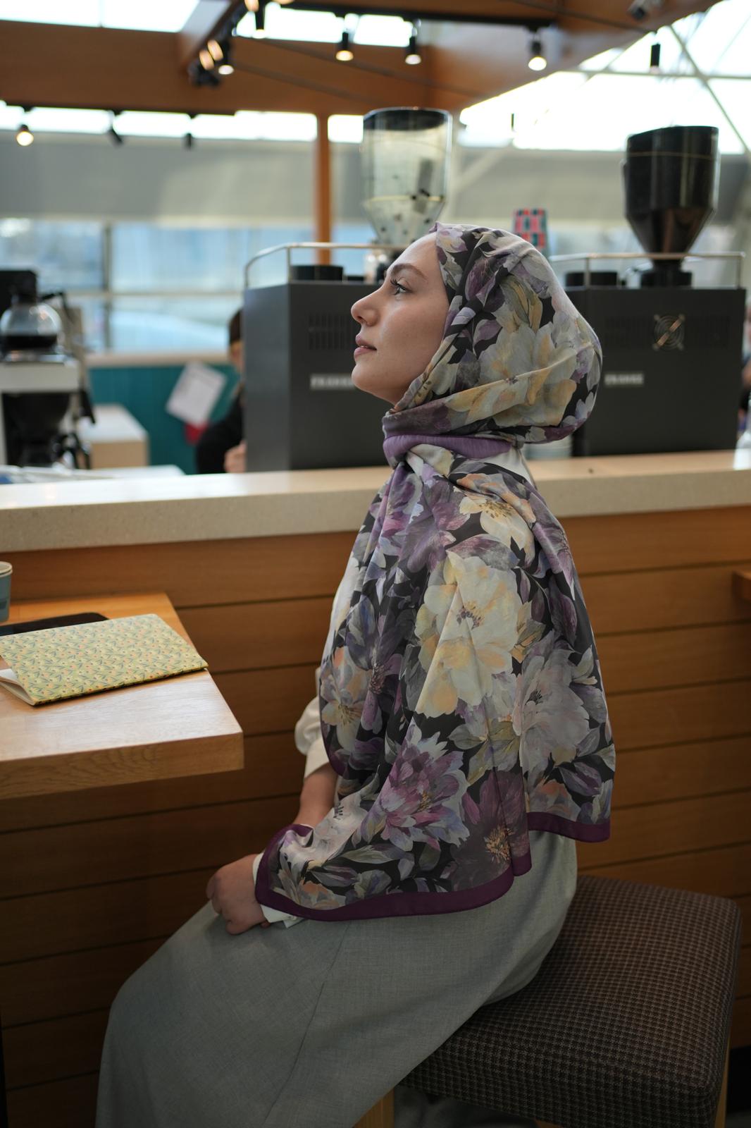 Velvet Bloom Hijab-Purple view 2