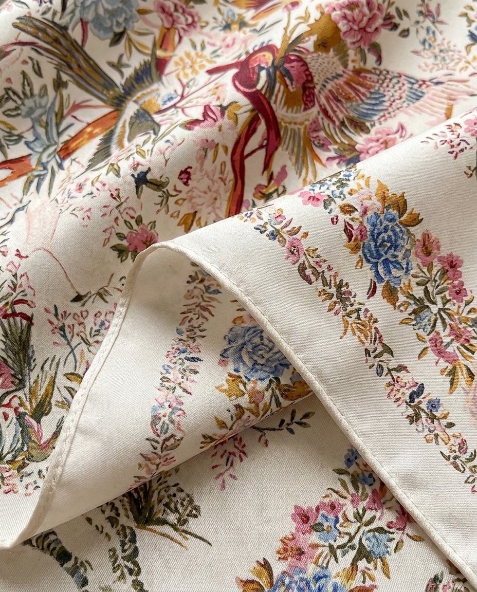 Velvet luxury scarf-Garden design-pink view 3