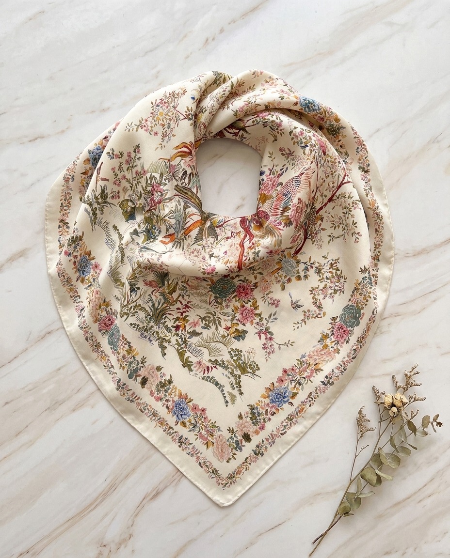 Velvet luxury scarf-Garden design-pink view 2