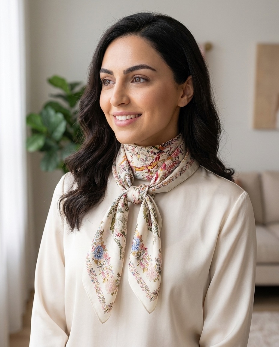 Velvet luxury scarf-Garden design-pink view 4
